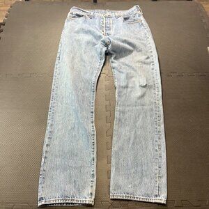 Levis 501 Mens Light Wash Button-Fly Denim Jeans W34 L34 Made USA